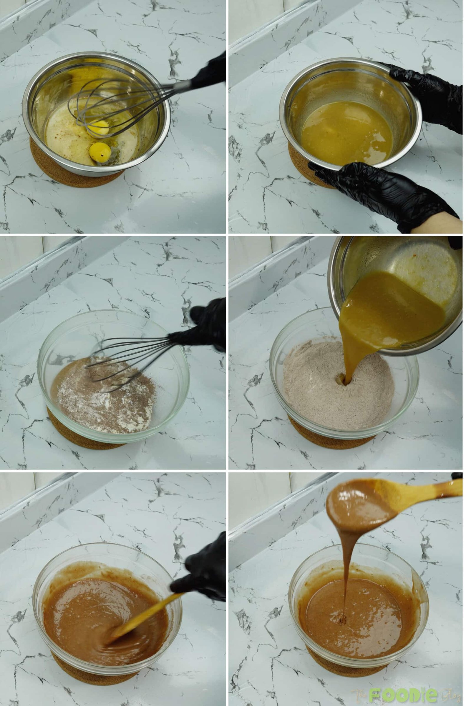 Mixing chocolate cupcake batter