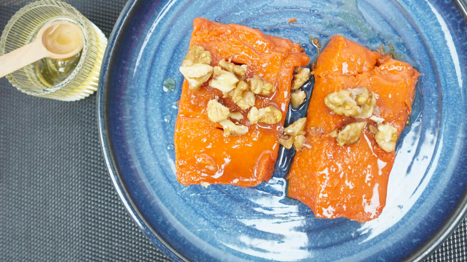 close up of oven baked pumpkin dessert with sugar glaze