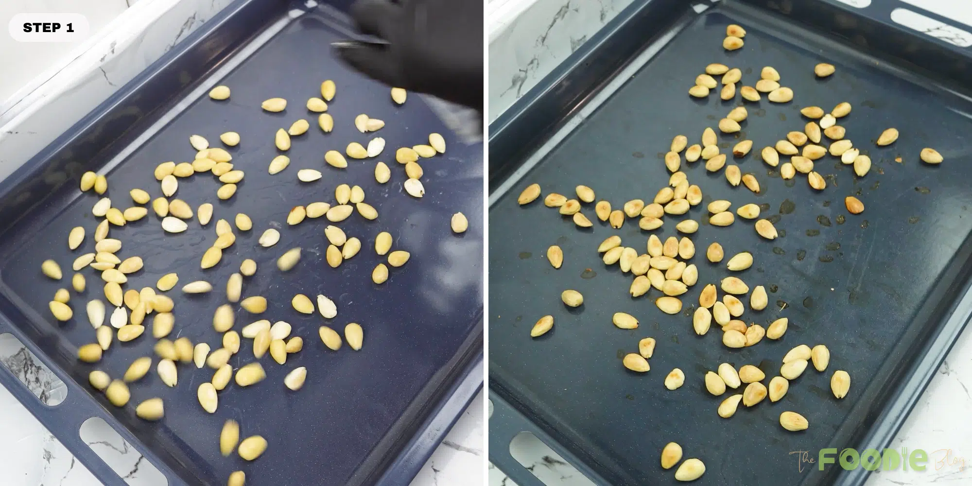 Toasting blanched almonds for greek cretan biscuits
