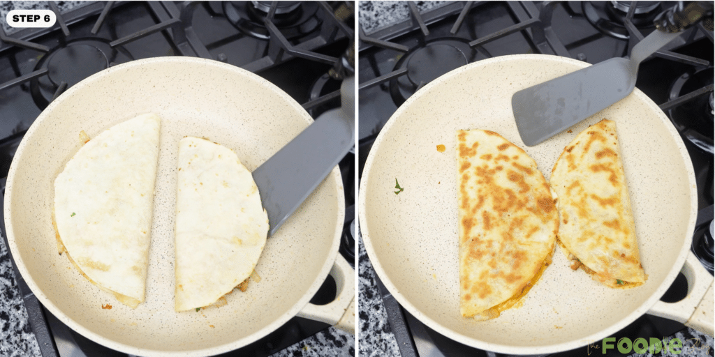 Stack of golden toasted quesadillas on parchment ready to serve