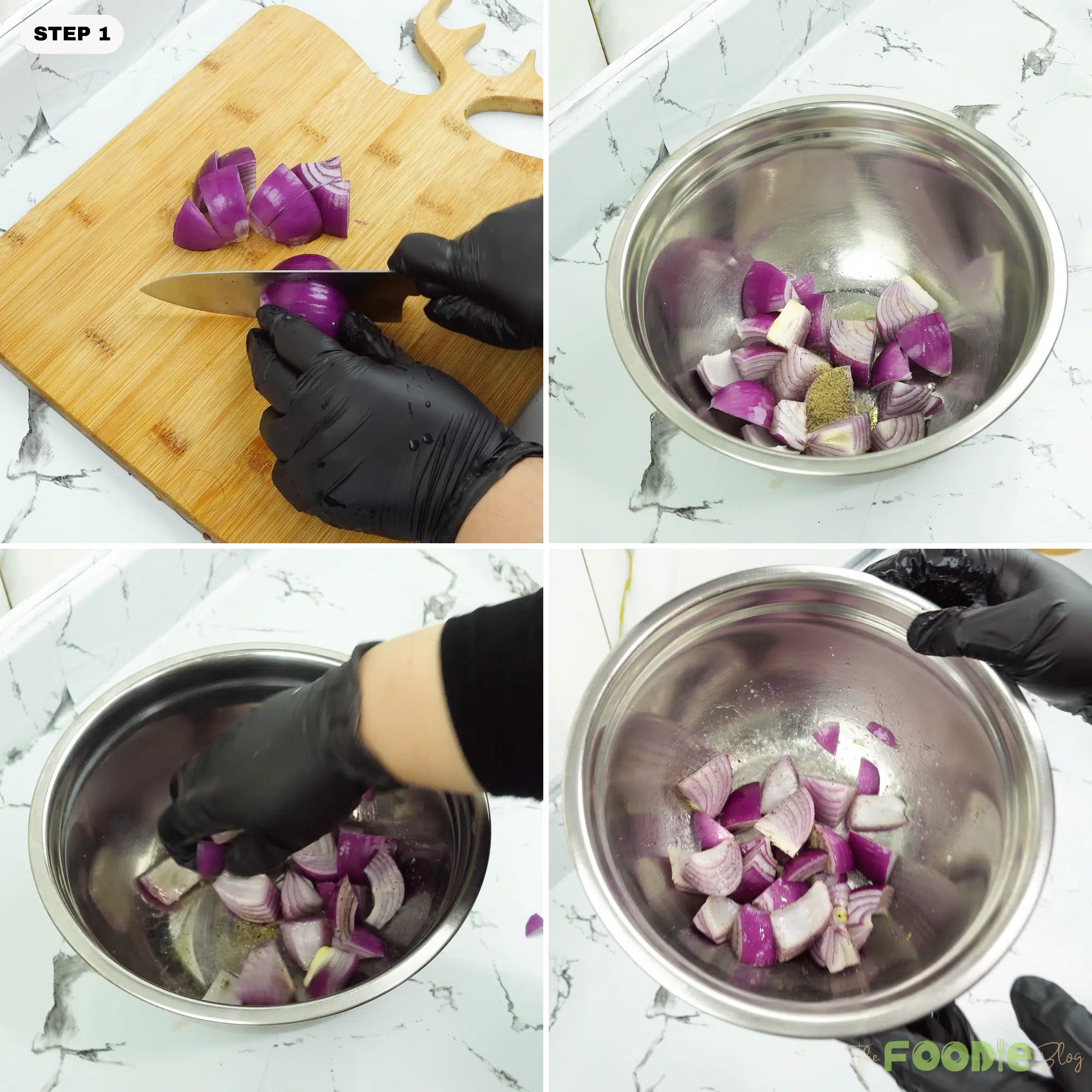 prepping vegetables in a pot as an early step before roasting