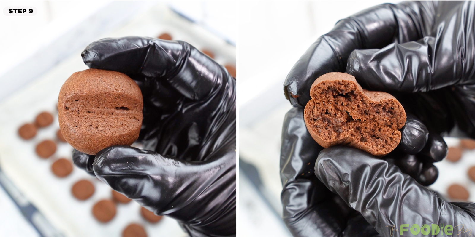 Close-up of a baked biscuit held in hand, showing the crumb and texture
