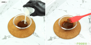 Instant coffee mixed with milk in a small bowl