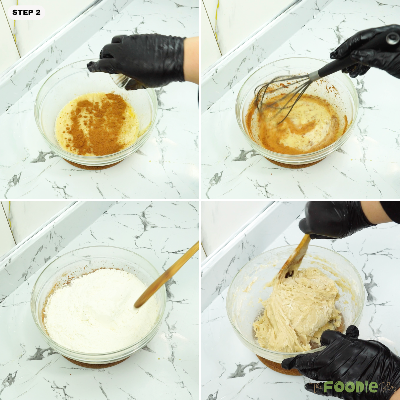 Eggs and honey being whisked into the yeast mixture