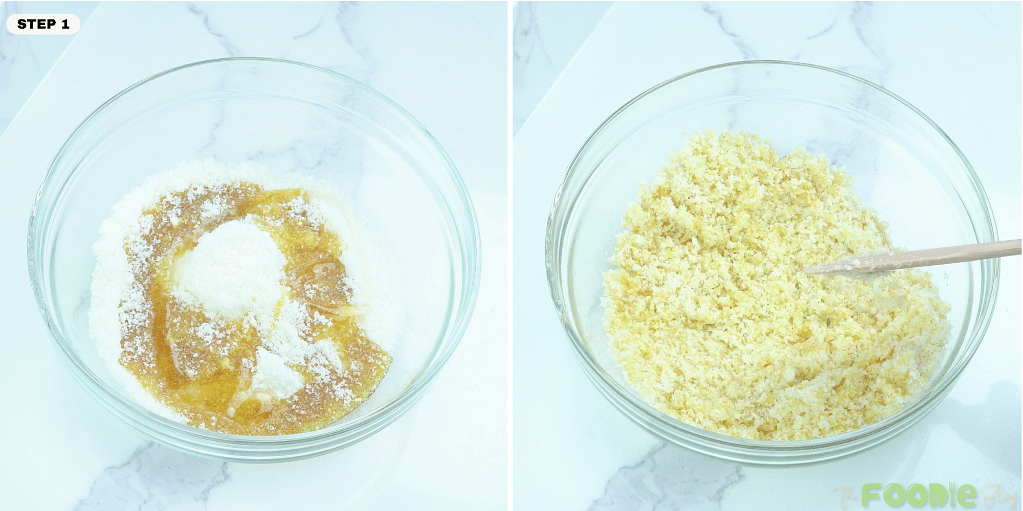 Mixing coconut, coconut oil, and maple syrup in a bowl for the base