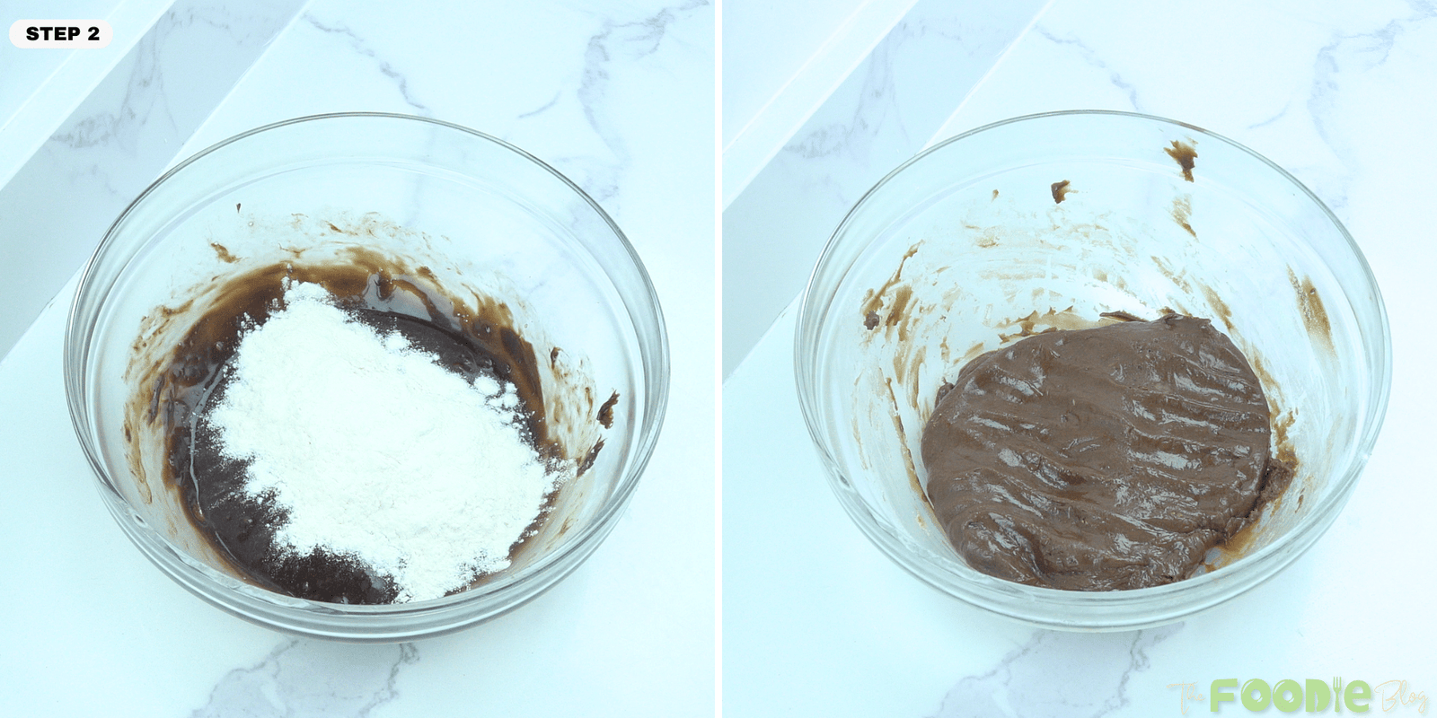 Nutella mixture in a bowl with flour added and then mixed into a soft dough