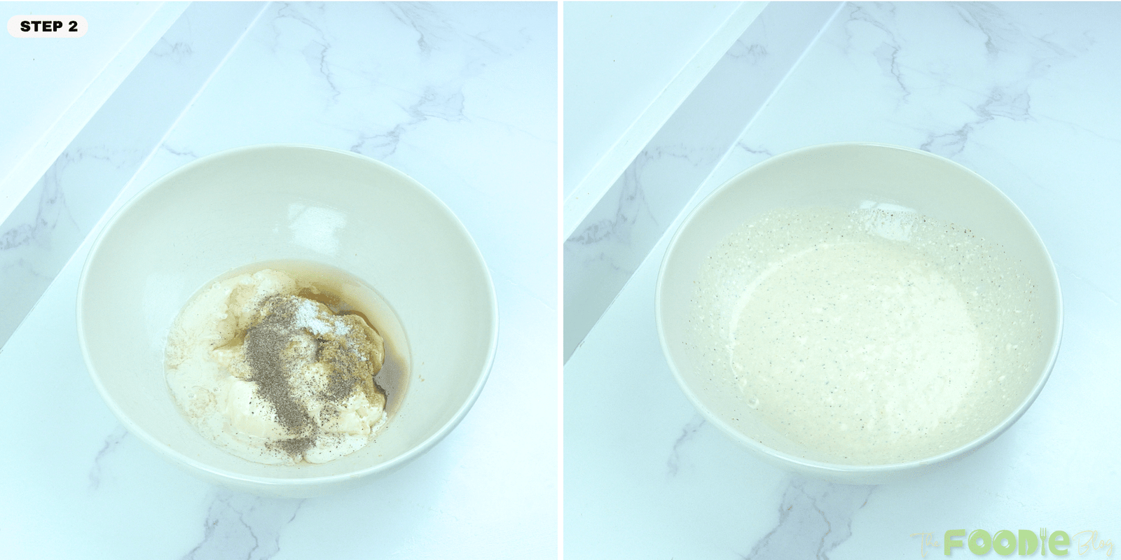 Mayonnaise, milk, vinegar, brown sugar, salt, and pepper whisked together into a creamy dressing for Hawaiian macaroni salad