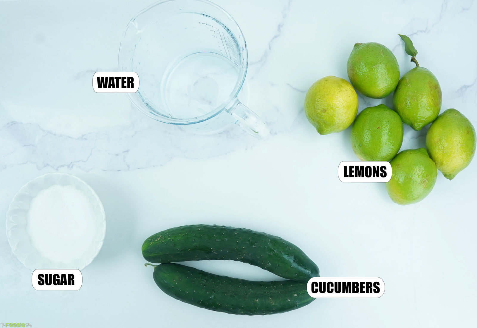 Ingredients for refreshing cucumber lemonade