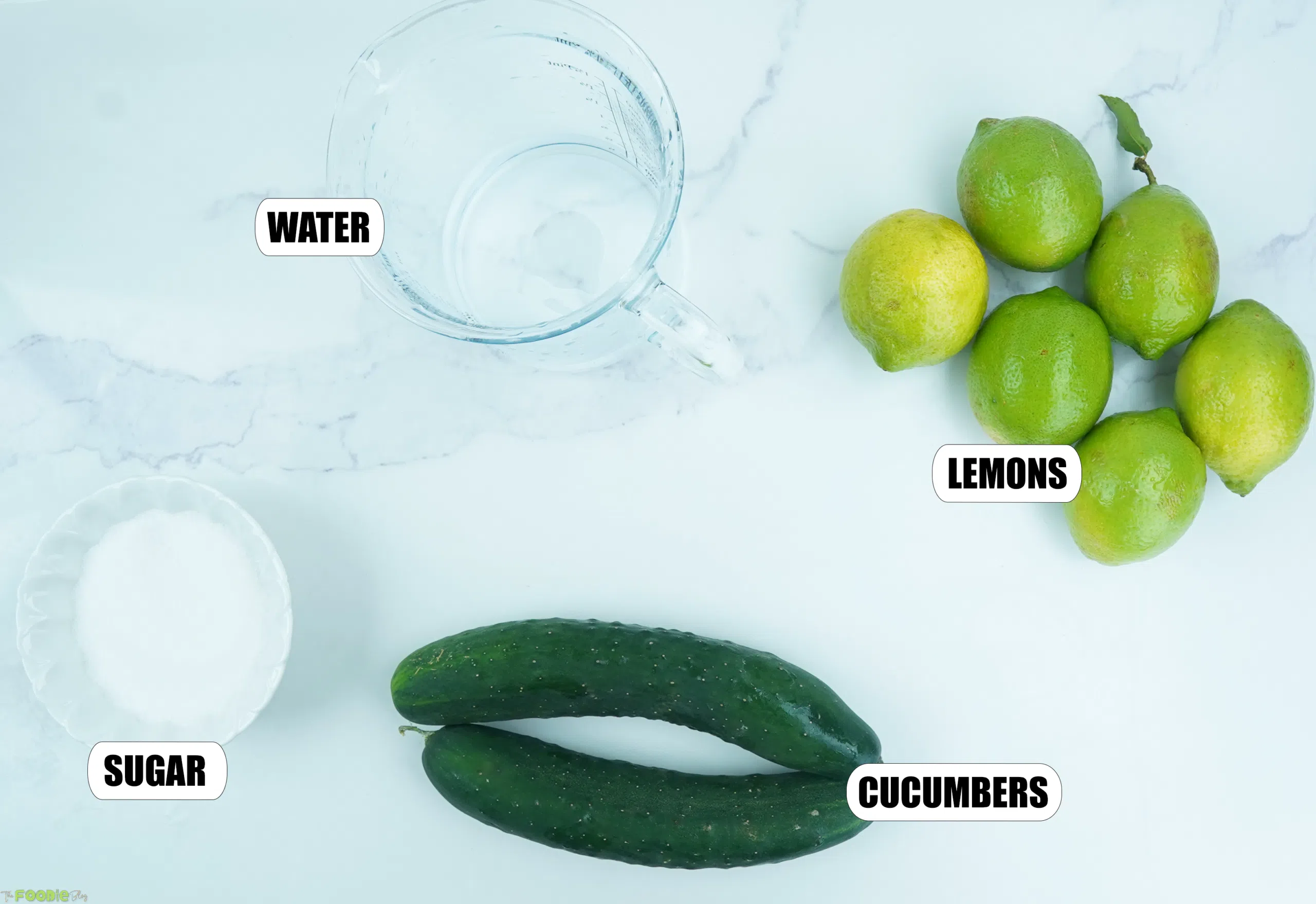 Ingredients for refreshing cucumber lemonade