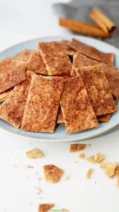 Cinnamon sugar tortilla chips served as a quick homemade sweet snack.