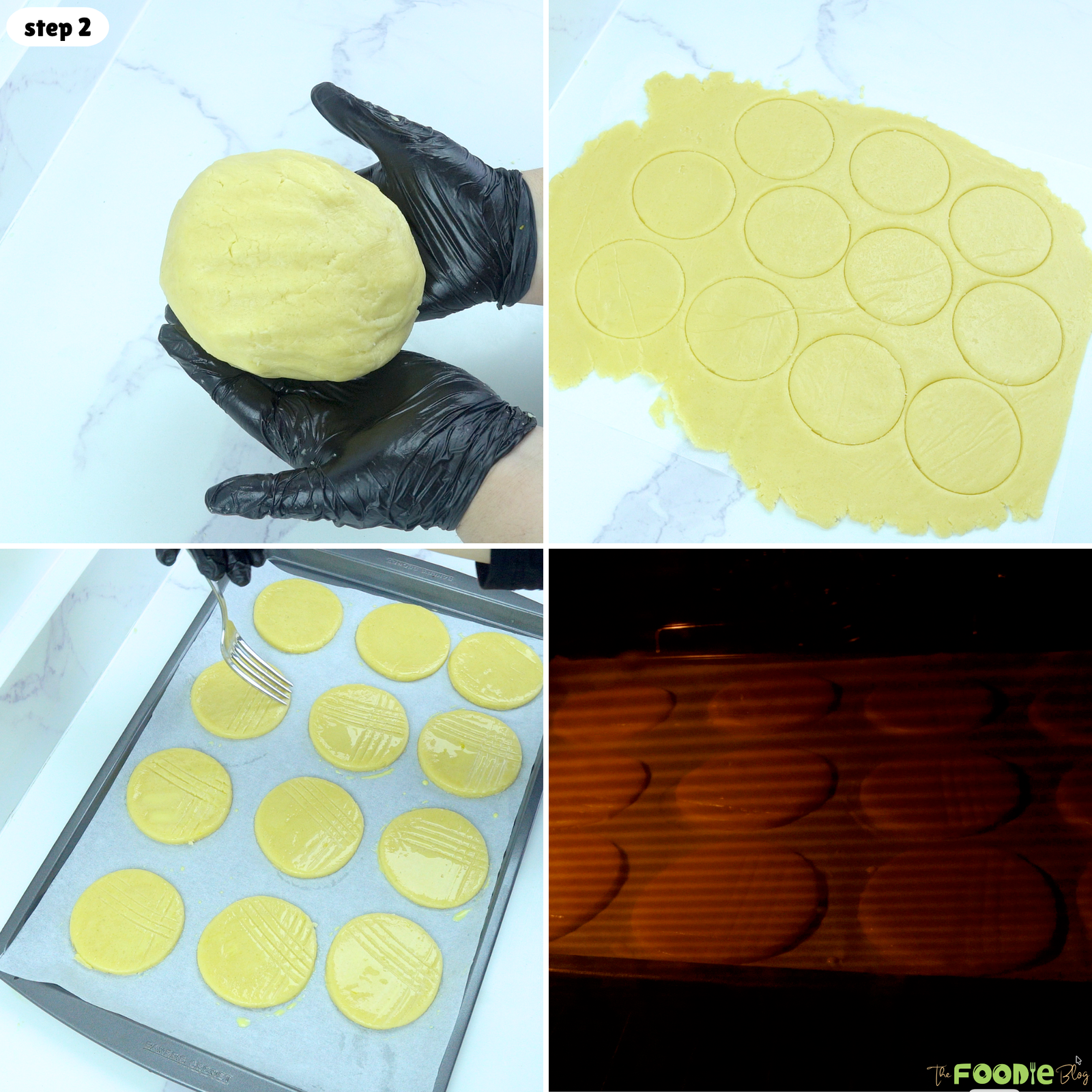 Step-by-step process for rolling, cutting, brushing, and baking Galettes Bretonnes.