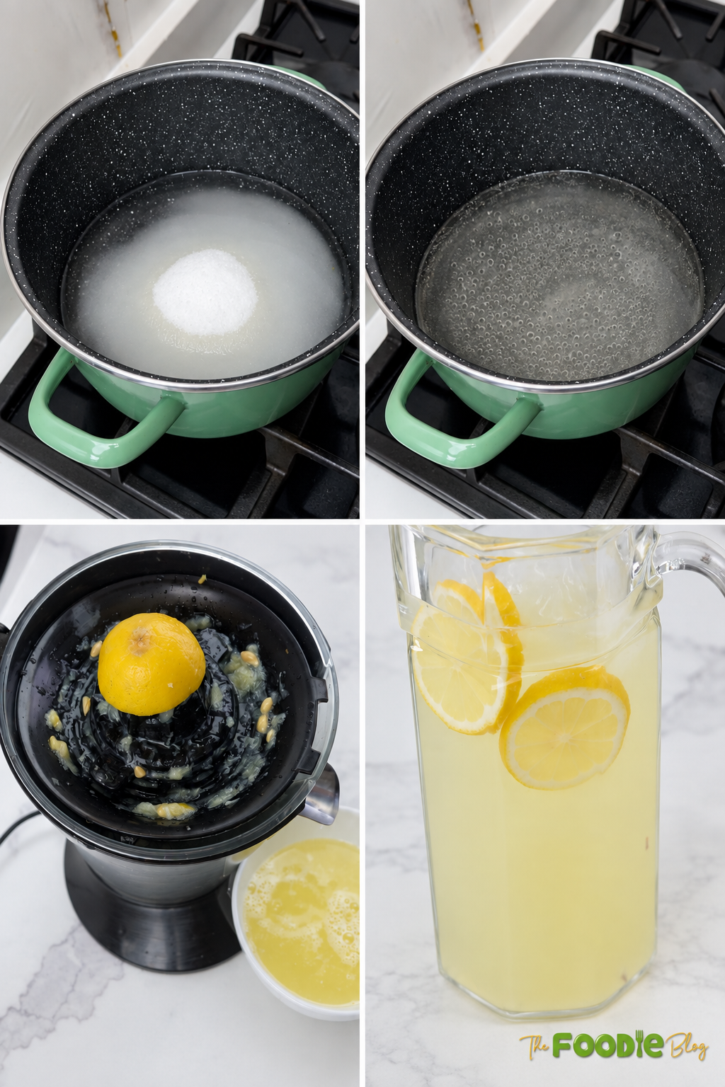 Step-by-step process for making homemade lemonade with simple syrup and fresh lemon juice