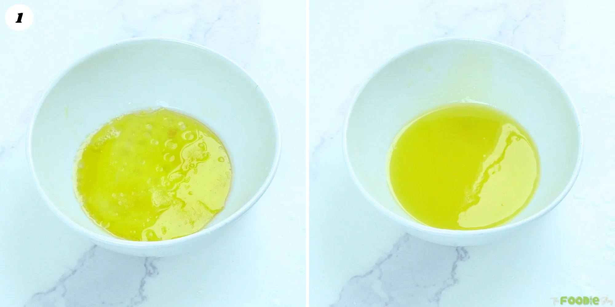 White vinegar, lemon juice, olive oil, salt, and black pepper being mixed for pineapple coleslaw dressing.